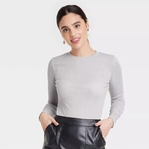 ♥ 708 ♥ (L) Ribbed Long Sleeve Crewneck T-Shirt